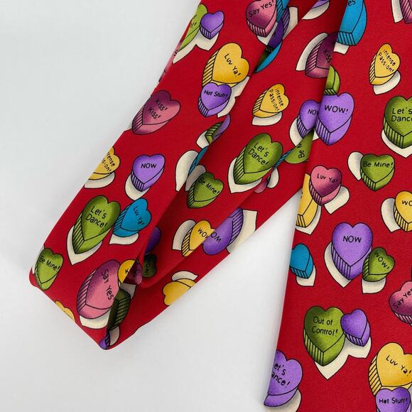 Sweetarts Valentine's Candy Heart Tie Red Blue Purple Love - Picture 4 of 16